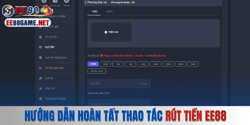 Hướng dẫn hoàn tất thao tác rút tiền về tài khoản