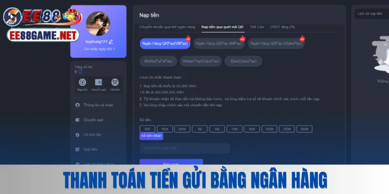 Hướng dẫn thanh toán tiền gửi bằng ngân hàng