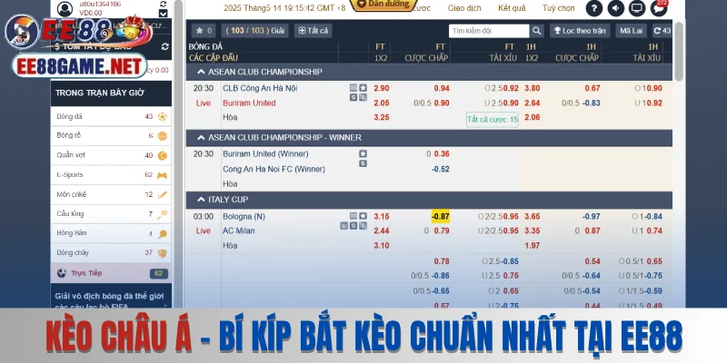 Kèo châu Á tại EE88